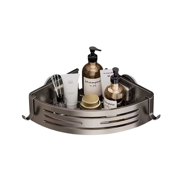 Corner Shower Caddy Suction Cups, Corner Shower Shelf for Inside Shower, Organizer Suction for Bathrooms Storage, No-Drilling Removable (Aluminum, 2-Pack, Gunmetal Gray)