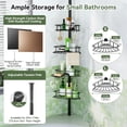thumbnail image 1 of Corner Shower Caddy Tension Pole - 4 Tier Adjustable Bathroom Organizer with Soap Holder, Rustproof Black Storage Rack for Bathtub Shampoo, 1 of 6