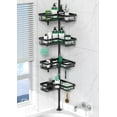 thumbnail image 1 of Corner Shower Caddy Tension Pole - 4 Tier Stainless Steel Rustproof Shower Corner Caddy for Bathtub Bathroom Shower Organizer Shelves Adjustable Pole 25-114.2 Inch Black, 1 of 13