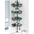 thumbnail image 1 of Corner Shower Caddy Tension Pole - 4 Tier Stainless Steel Rustproof for Bathtub Bathroom Organizer Shelves Adjustable 25-114.2 Inch Black, 1 of 4