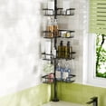 thumbnail image 1 of Corner Shower Caddy Tension Pole Adjustable 30.6-127.2 Inch, 4-Tier Rustproof Shower Organizer Shelf Rack, No-Drill Installation Bathroom Storage Shower Caddy Corner Pole, Black, 1 of 8
