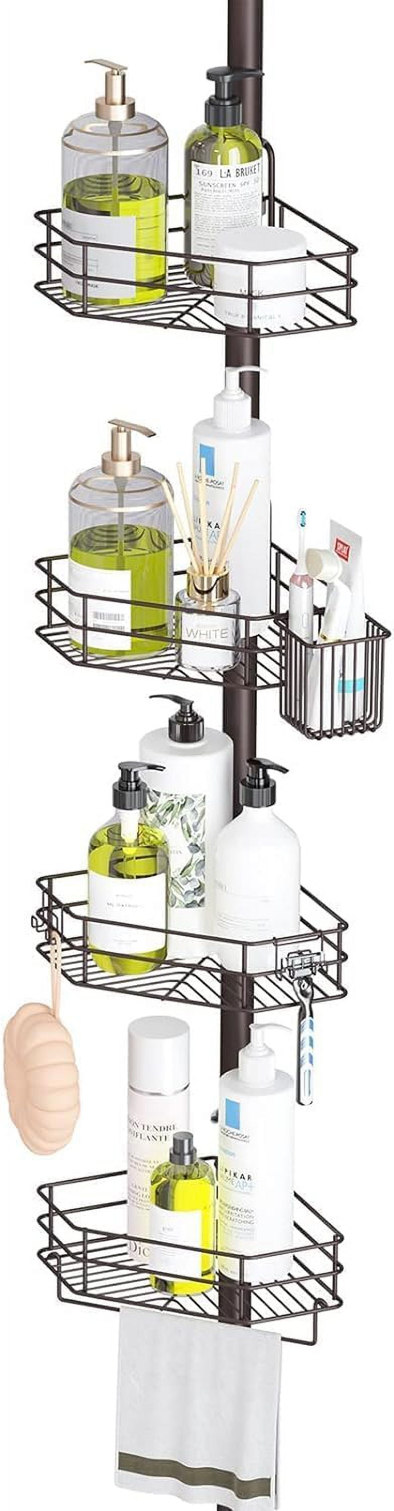 Corner Shower Caddy Tension Pole, Adjustable Shower Organizer Corner