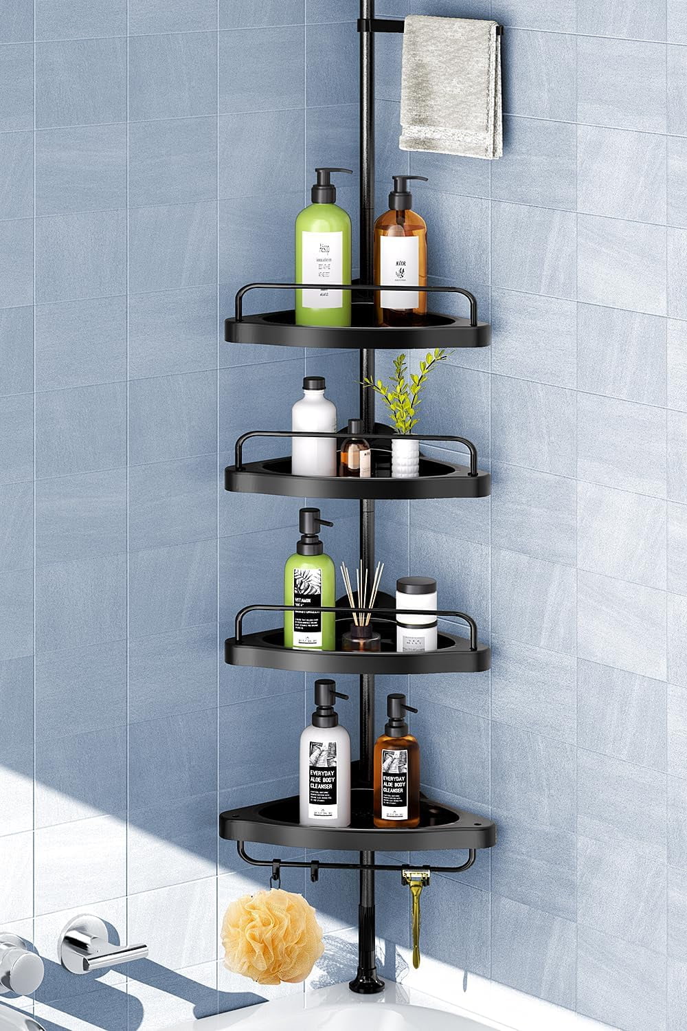 Corner Shower Caddy Tension Pole: Adjustable Stainless Steel Shower ...