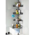 thumbnail image 1 of Corner Shower Caddy Tension Pole: Quick Installation 4-Tier Rustproof Bathroom Organizer Shelves for Bathtub Shampoo Storage - 47-121 inch Adjustable Floor Standing Bath Rack Holder - Silver, 1 of 14
