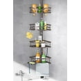 thumbnail image 1 of Corner Shower Caddy Tension Pole: Rustproof 4-Tier Bathroom Organizer Shelves for Bathtub Shampoo Storage - 47-121 Inch Quick Install Adjustable Rod Standing Rack with Soap Rack - Silver Gray, 1 of 14