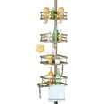 thumbnail image 1 of Corner Shower Caddy Tension Pole: Rustproof 4-Tier Bathroom Organizer Shelves for Bathtub Shampoo Storage - 47-121 Inch Quick Install Adjustable Rod Standing Rack with Soap Rack - Matte Gold, 1 of 8