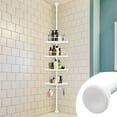 Corner Shower Caddy Tension Pole, Rustproof Bathtub Storage Organizer with 4 Adjustable Shelves