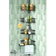 thumbnail image 1 of Corner Shower Caddy Tension Pole: Rustproof Stable 4-Tier Bathroom Organizer Shelves for Bathtub Shampoo Storage - 47-121 Inch Quick Install Adjustable Standing Rack with Soap Rack - Black, 1 of 8