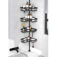 thumbnail image 1 of Corner Shower Caddy Tension Pole - Shower Tension Rod Organizer, with Soap Holder & Hooks Family Stand Storage Rack No-Drill Adjustable Shower Shelf 25-114.2 inch, Towel Rack Corner Waterproof, Black, 1 of 7