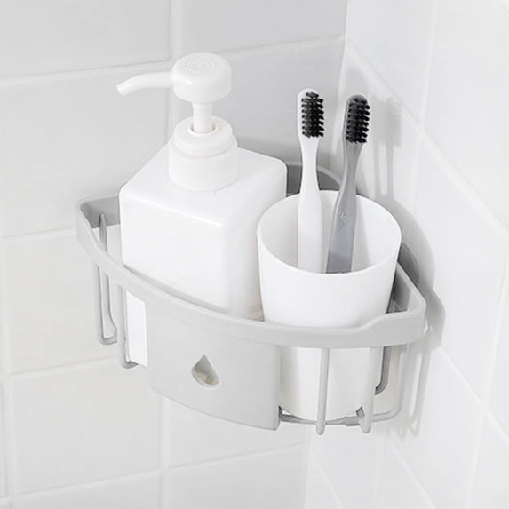 Corner Shower Caddy Wall Mounted Shower Shelf Organizer, Triangle Shower Basket Storage Rack,Removable Holder for Bathroom & Kitchen,bathroom storage, corner shower shelf,White,1PC,