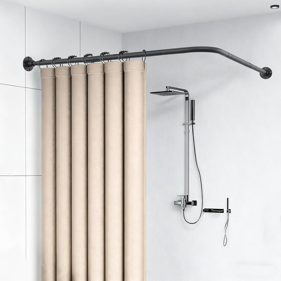 Corner Shower Curtain Rod, Adjustable L Shaped Shower Curtain Rod, Industrial Shower Pole Wall Mounted for Bathroom,Closet,Room Divider,Outdoor Patio