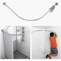 Corner Shower Curtain Rod Adjustable Stainless Steel L Shaped Rack Drill Free Install for Bathroom, Bathtub, Clothing Store (35.5"-51.2" x 35.5"-51.2")