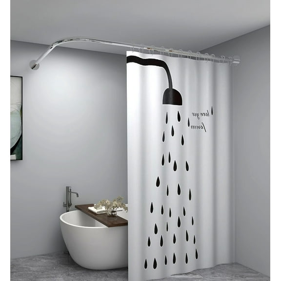 Corner Shower Curtain Rod, Shower Curtain Rod, Size 60"x30", Sliver Color, Stainless Steel 304, Adhesive L Shaped Shower Curtain Rod, No Drill L Shape Shower Curtain Rod for Bathtub