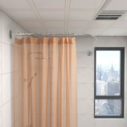 Corner Shower Curtain Rod, Stainless Steel #SUS304 L Shaped Shower Curtain Rod, Size 45"x 45", Silver Color
