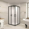 thumbnail image 1 of Corner Shower Enclosure 35"D x 35" W x 72" H (Can be matched with a 36in. shower pan), Double Sliding Corner Shower Door with 1/4" Tempered Glass and Cushioning Magnetic Closure, in Matte Black, 1 of 10
