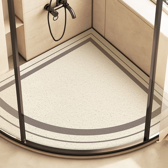 Corner Shower Mat, Curved Bath Mats for Shower, Non-Slip Shower Mats, Loofah Quadrant Bath Mats with Drain, Soft Cozy Non-slip Washable Bathroom Mats