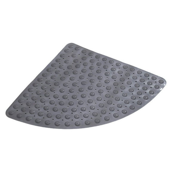 Corner Shower Mat Non Slip - 21.3"x21.3" Corner Shower Mats for Inside Shower, Non Slip Triangle Shower Mat, Corner Shower Stall Mat with Suction Cups, Machine Washable, Grey