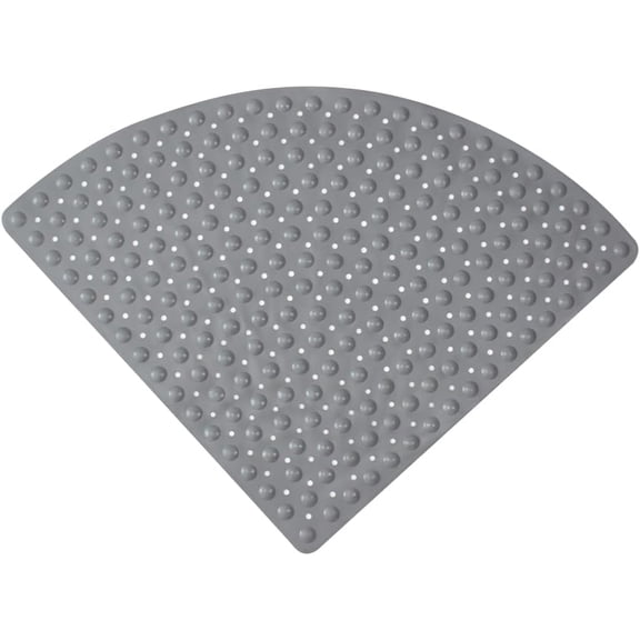 Corner Shower Mats 21 x 21 Inches Bath Mat with Suction Cups and Drain Holes, Quick Dry Anti Slip Bathmat Machine Washable Shower Stall Mats for Bathroom, Gray