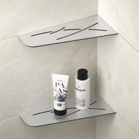 Corner Shower Shelf 12" 304 Stainless Steel Quadrilateral Corner Shelf Recessed Bathroom Storage Shampoo Holder Organizer Kitchen Shelf Rack, No Drilling