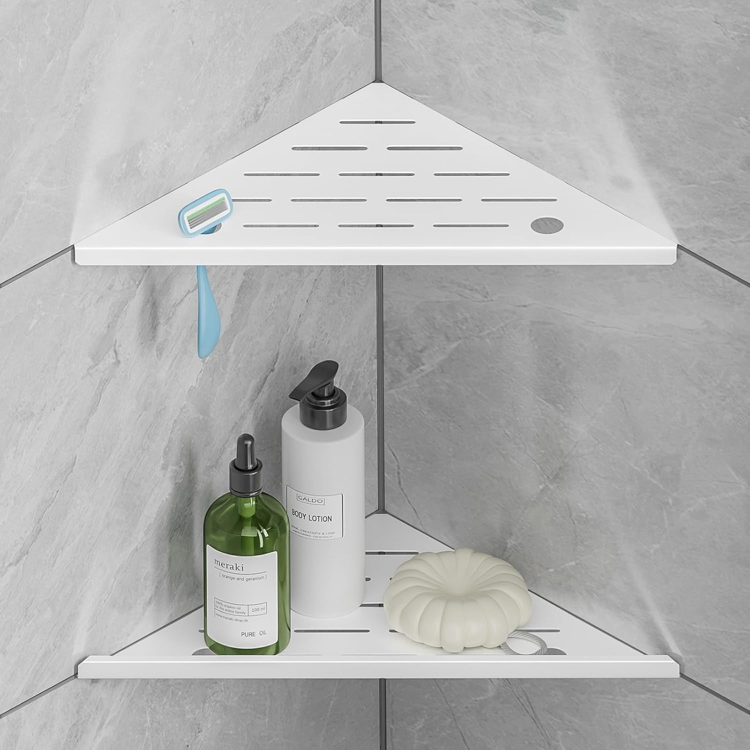 Walmart Razor Shelf Corner Shower Shelf with Razor Hole, Rustproof Stainless Steel Shower ...