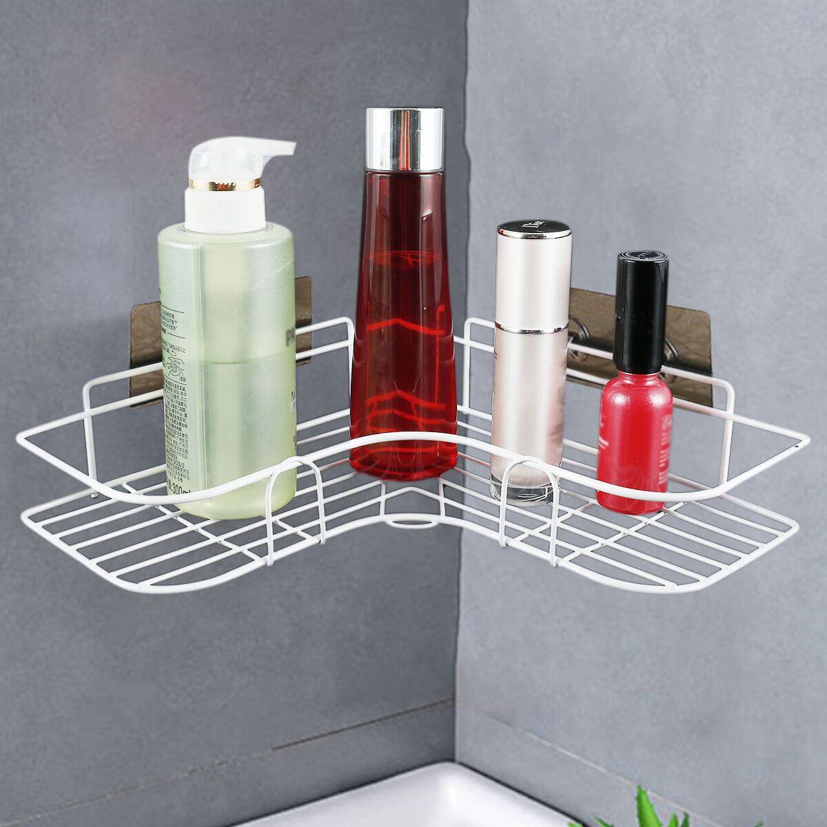 Glass Shower Caddy Corner Shelves (Adhesive included, drilling is optional)