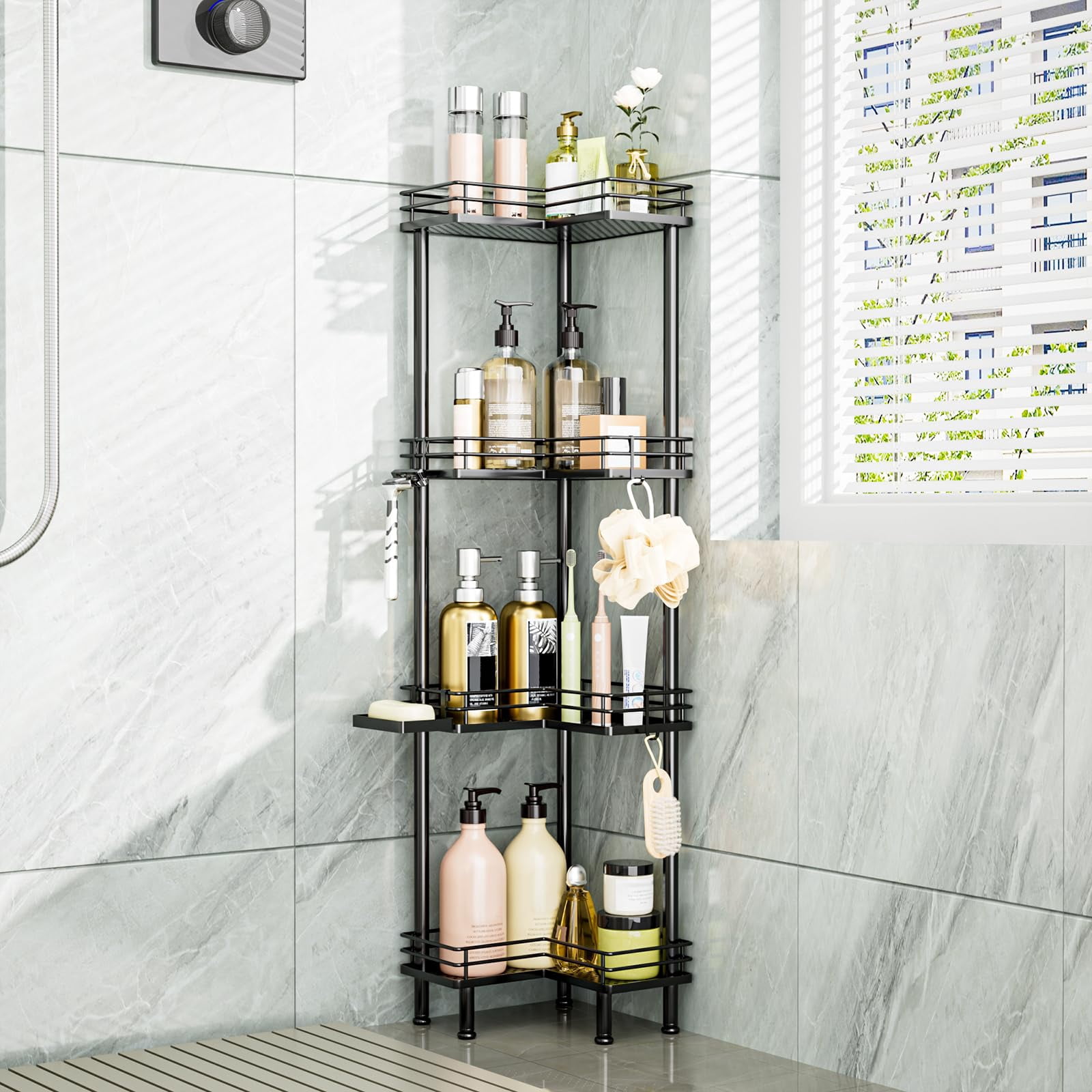 Corner Shower Standing - 4-tier Stainless Steel Organizer With Soap ...