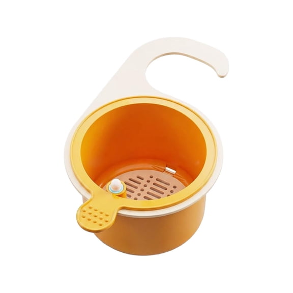 Corner Sink Strainer Basket, Press-Open Bottom Food Filter, Multi-Functional No-Drill Organizer, Drainable Scraps Catcher also works as Sponge and Vegetable Rinse Basket for Kitchen Sink,Orange