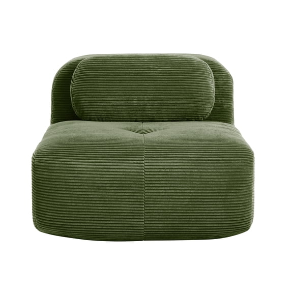 Corner Sofa with Pillows, Corduroy, Olive Green