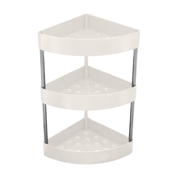 Corner Spice Rack 3 Tier Countertop Organizer,Triangular Desktop Storage Shelf for Kitchen Bathroom Vanity,Multi-Purpose Shelving Unit for Spices Cosmetics Toiletries,Sturdy Metal Frame White