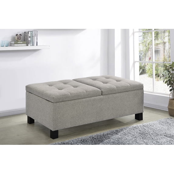 Corner Split Storage Bench Sandy Beige