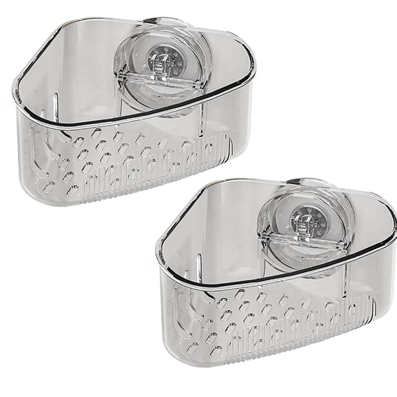 Corner Sponge Holder,Suction Cup Sink Corner Rack,Suction Corner Storage Basket, 2025 New Suction Cup Storage Rack, No-Drill Bathroom Suction Storage Box,for Sink Caddy Organizer