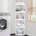 thumbnail image 1 of Corner Storage Rack, Bathroom Tripod Shelving Unit, Maximizes Space with Removable Rollers and Drainage, for Toiletries and Kitchen Organization, Household Use, 1 of 7