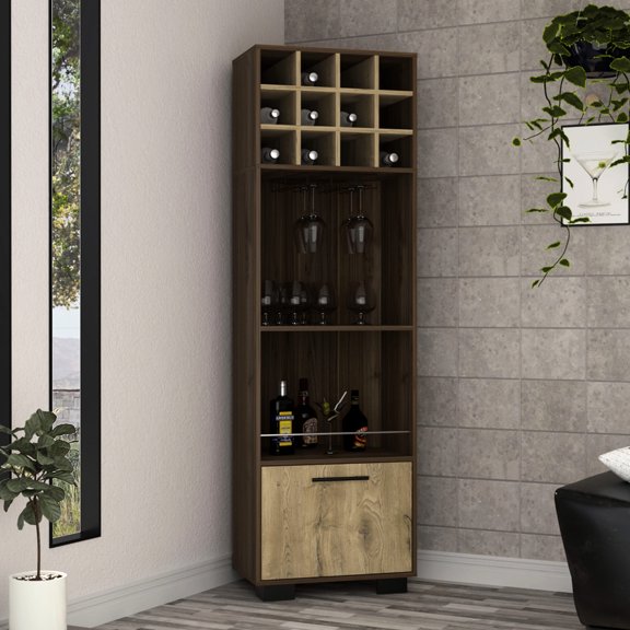 Corner - Style Bar Cabinet | For Dining Room with Modern Feel | Particle Board as Core Material | Offers Storage Solution with Multiple Shelves