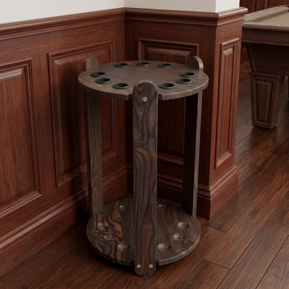 Corner-Style Floor Stand Billiard Pool Cue Rack Wood Multifunctional Pool Stick Holder 12.99in  12.99in  25.59in ZHANGLU
