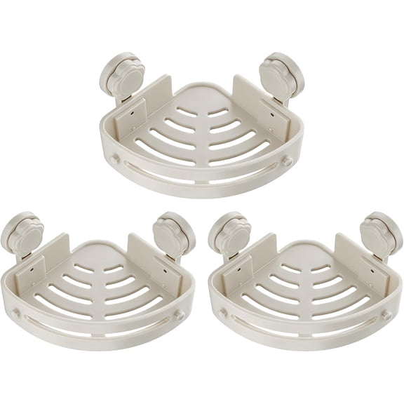 Corner Suction Shelf, Triangular Rack, 3-Tier Wall Storage, No Drill Mount, for Bathroom