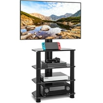Corner TV Stand for TVs up to 70 inch with Swivel Mount, 4-Shelf