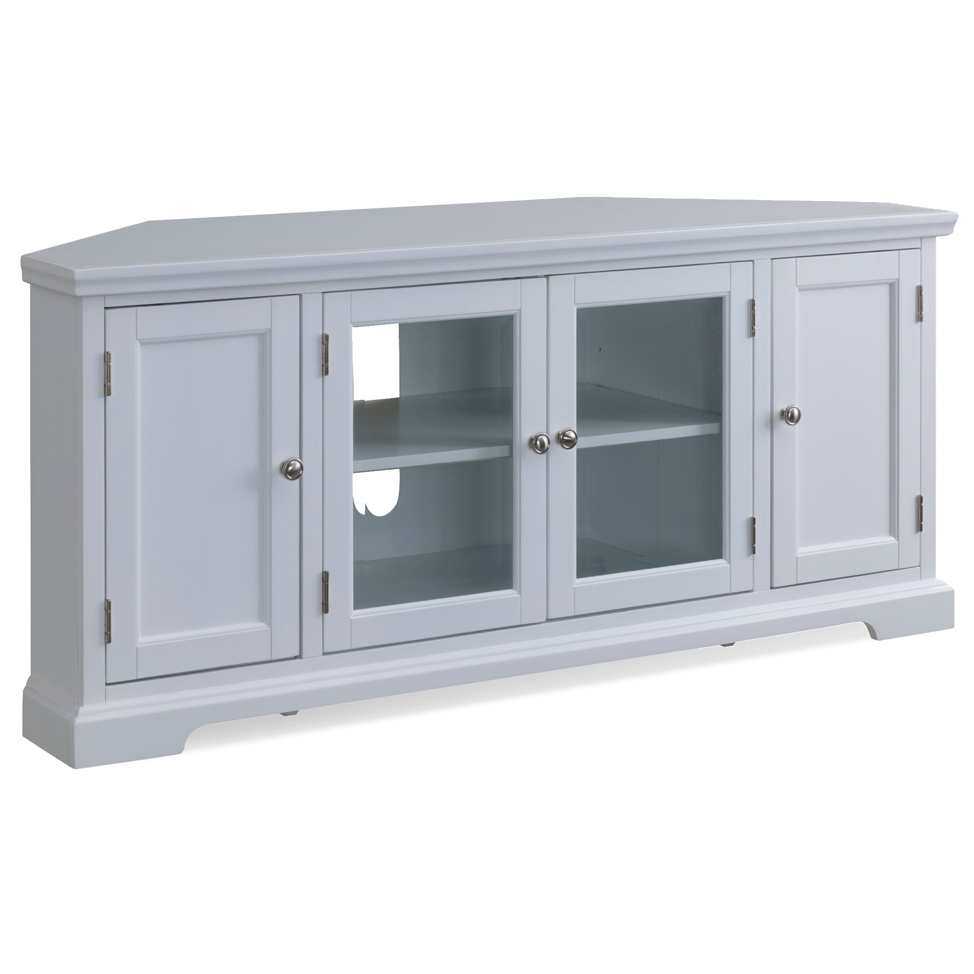 Riley Holliday Modern White Composite Wood Corner TV Stand with Cabinet