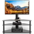thumbnail image 1 of Corner TV Stand with Mount & 3-Tier Tempered Glass Shelves for 32-70 inch TVs, Max VESA 600x400mm, 1 of 8