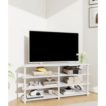 Corner TV Stand with Storage, 4-Tier Entertainment Center for 55 Inch TV, Modern TV Console Table for Living Room Bedroom, White