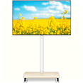 thumbnail image 1 of TAVR Furniture 32 to 60 inch Mobile TV Cart Stand, Tall Floor Rolling TV Stand with Swivel Mount, Height Adjustable White, 1 of 10
