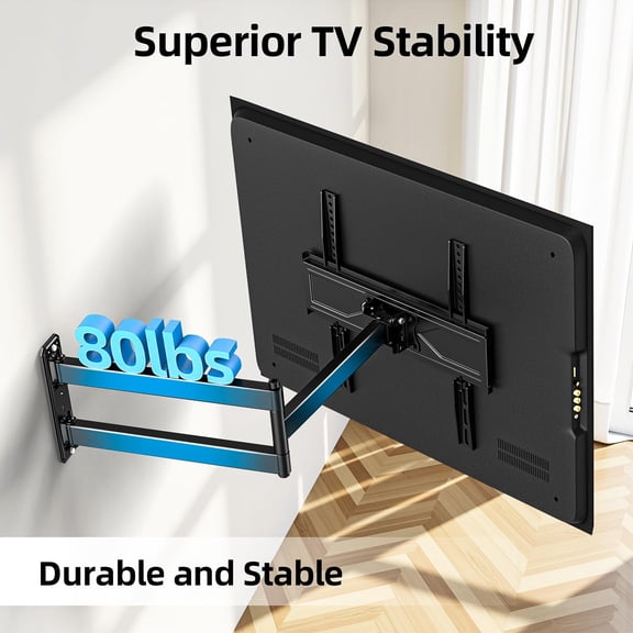 Corner TV Wall Mount Long Arm TV Mount Bracket for 32-70 Inch TVs, Full Motion Mounts with 32” Articulating Arms Extension & Tilt & Swivel, Holds up to 400x400mm VESA, 80 lbs for 55 65 TVS