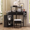 Corner Vanity Desk with Charging Station, Triangle Makeup Vanity with ...
