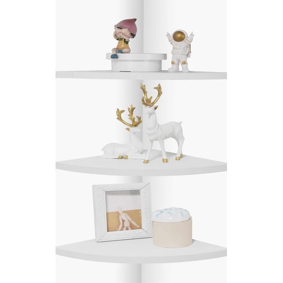 Corner Wall Shelves, Wood Corner Floating Shelves with Cable 12 Inch, White