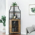 thumbnail image 1 of Corner Wine Bar Cabinet with Large Storage Space and Removable Wine Rack, Coffee Bar Cabinet with Glass Holder and Mesh Door, 4-Tier Liquor Cabinet Bar, 1 of 7
