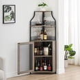 thumbnail image 1 of Corner Wine Bar Rack Cabinet with Removable Wine Rack & Glass Holder, Small Sideboard with Mesh Door, 1 of 8