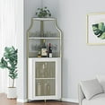 thumbnail image 1 of Corner Wine Bar Rack Cabinet with Removable Wine Rack & Glass Holder, Small Sideboard with Mesh Door, 1 of 8