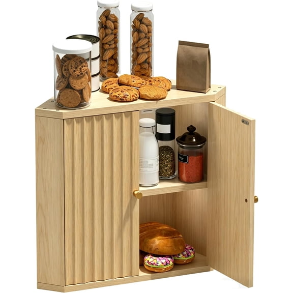 Corner bread box for kitchen countertop, Large Bread Bread Box, corner bread box for kitchen countertop, Under Cabinet Organizer fluted ()