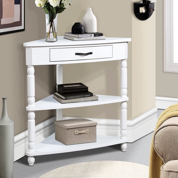 Corner table for limited space / Store books and display items / Waterproof MDF tabletop