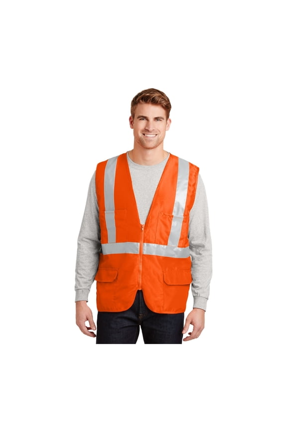 Unisex ANSI 107 Class 2 Mesh Back Safety Vest | Reflective Gear for Men & Women, High Visibility Zip Up Outerwear for Construction, Roadside & Utility Work
