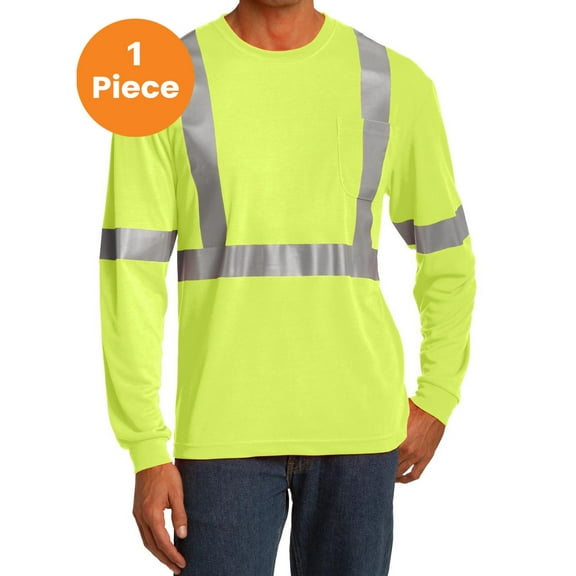 CornerStone ANSI 107 Class 2 Safety T-Shirt. CS401, Safety Orange/ Reflective, XS Wicks Moisture, I2, Left Chest Pocket For Pens And Note